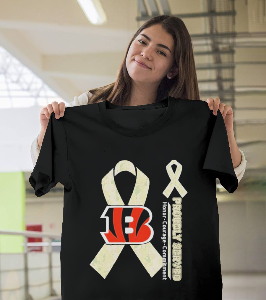 Cincinnati Bengals Honor Courage Commitment Proudly Served Ribbon T-Shirt