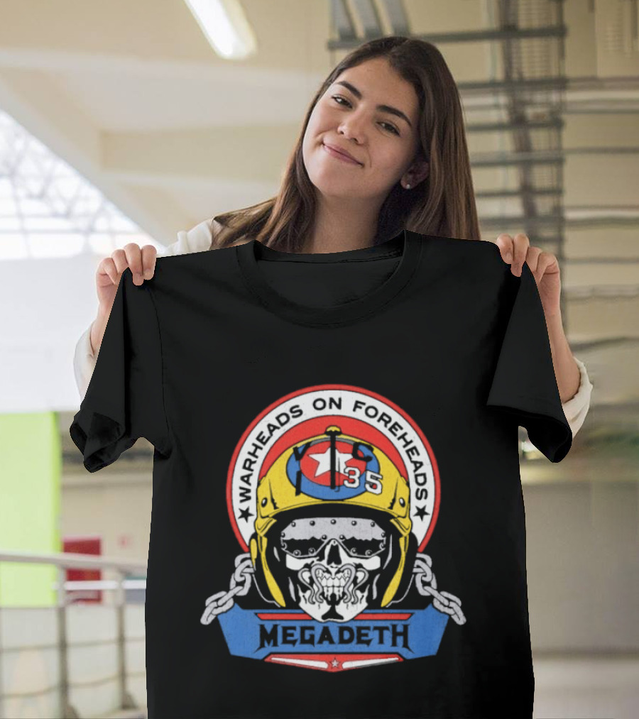 Megadeth Warheads On Foreheads Military Helmet Skull T-Shirt