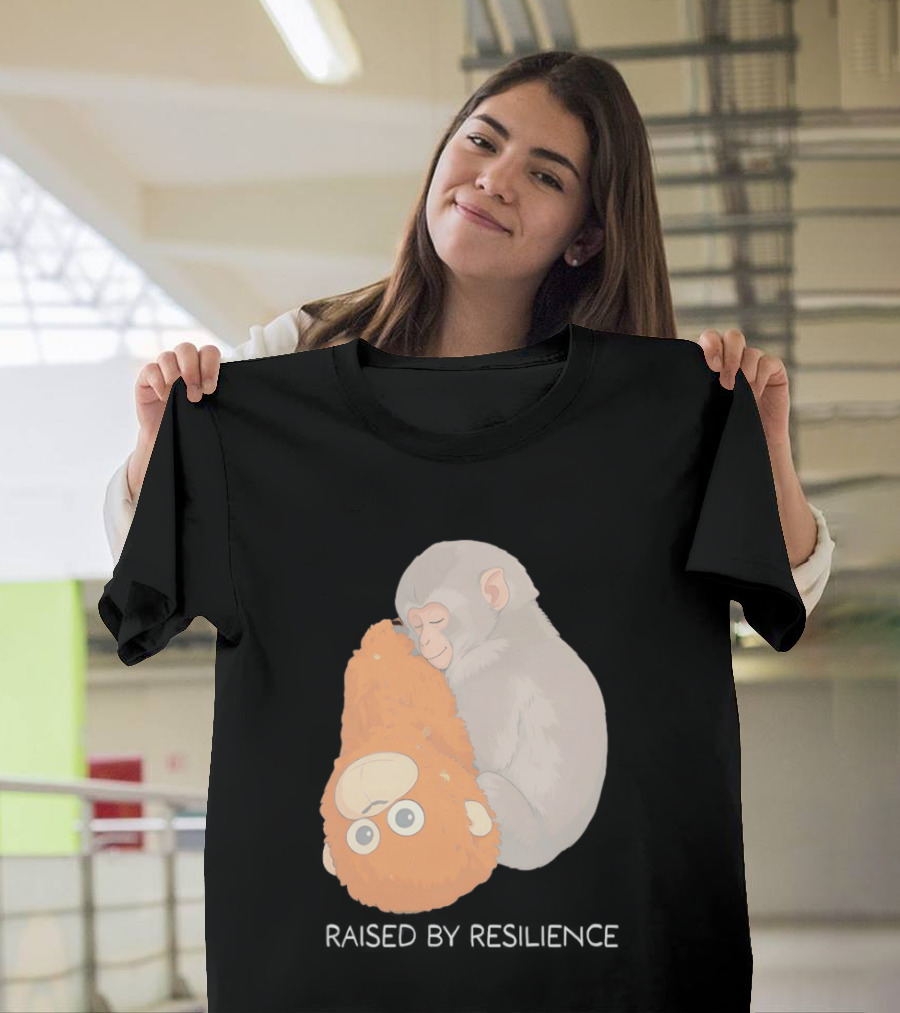 Monkey Cuddling Teddy Raised By Resilience T-Shirt