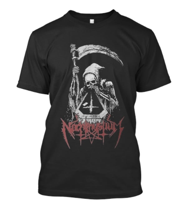 Nachtmystium Grim Reaper Scythe Icon With Cross And White Powder Accents T-Shirt