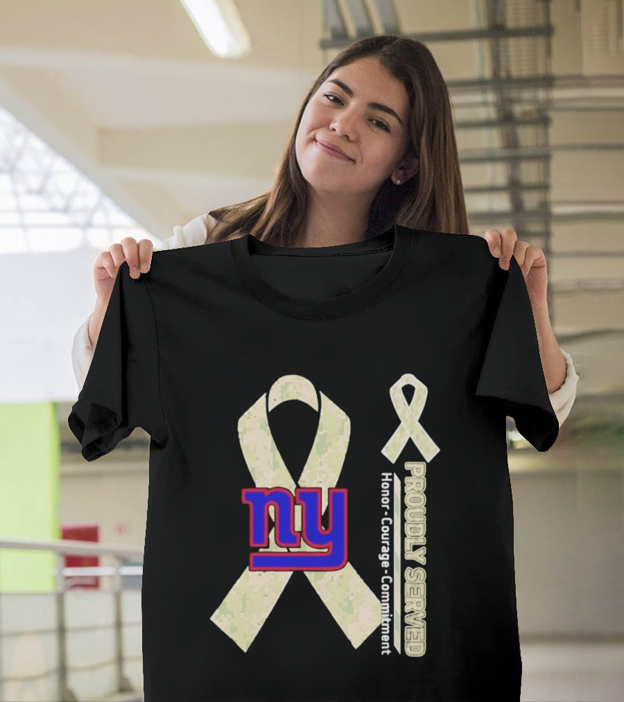 New York Giants NY Ribbon Honor Courage Commitment Proudly Served T-Shirt