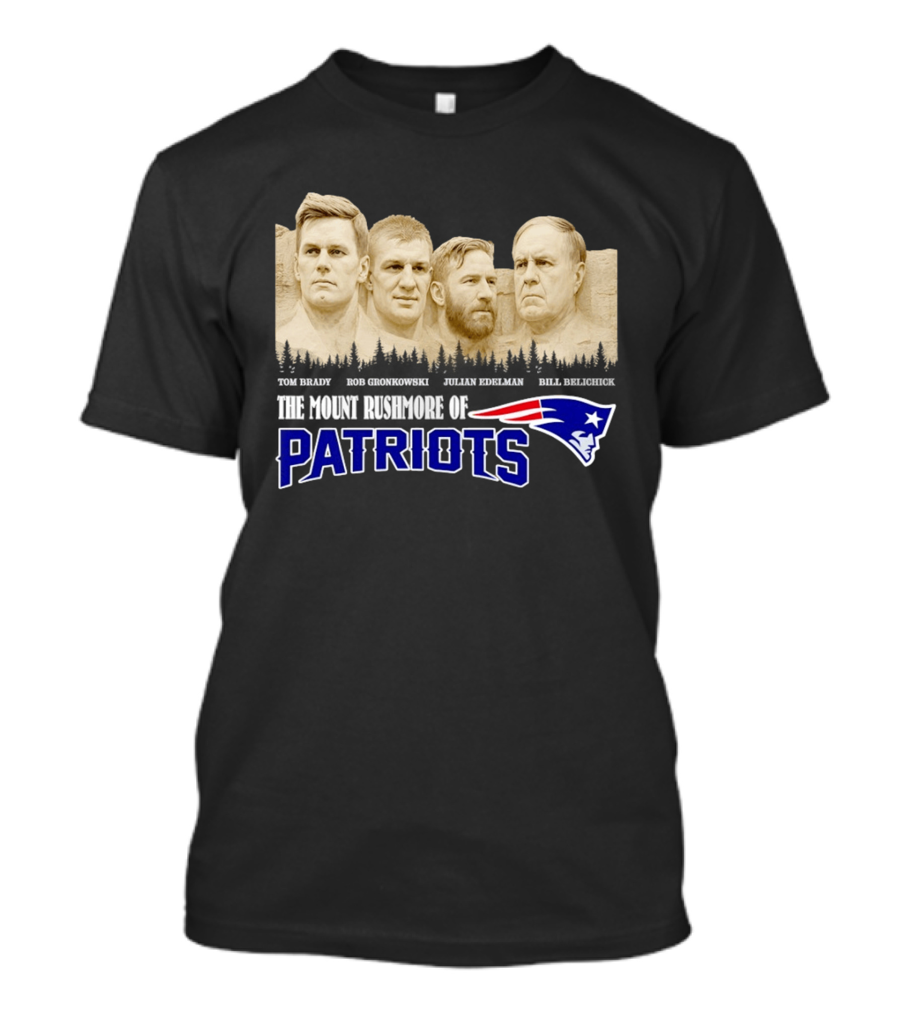 New England Patriots Tom Brady Rob Gronkowski Julian Edelman Bill Belichick Mount Rushmore T-Shirt