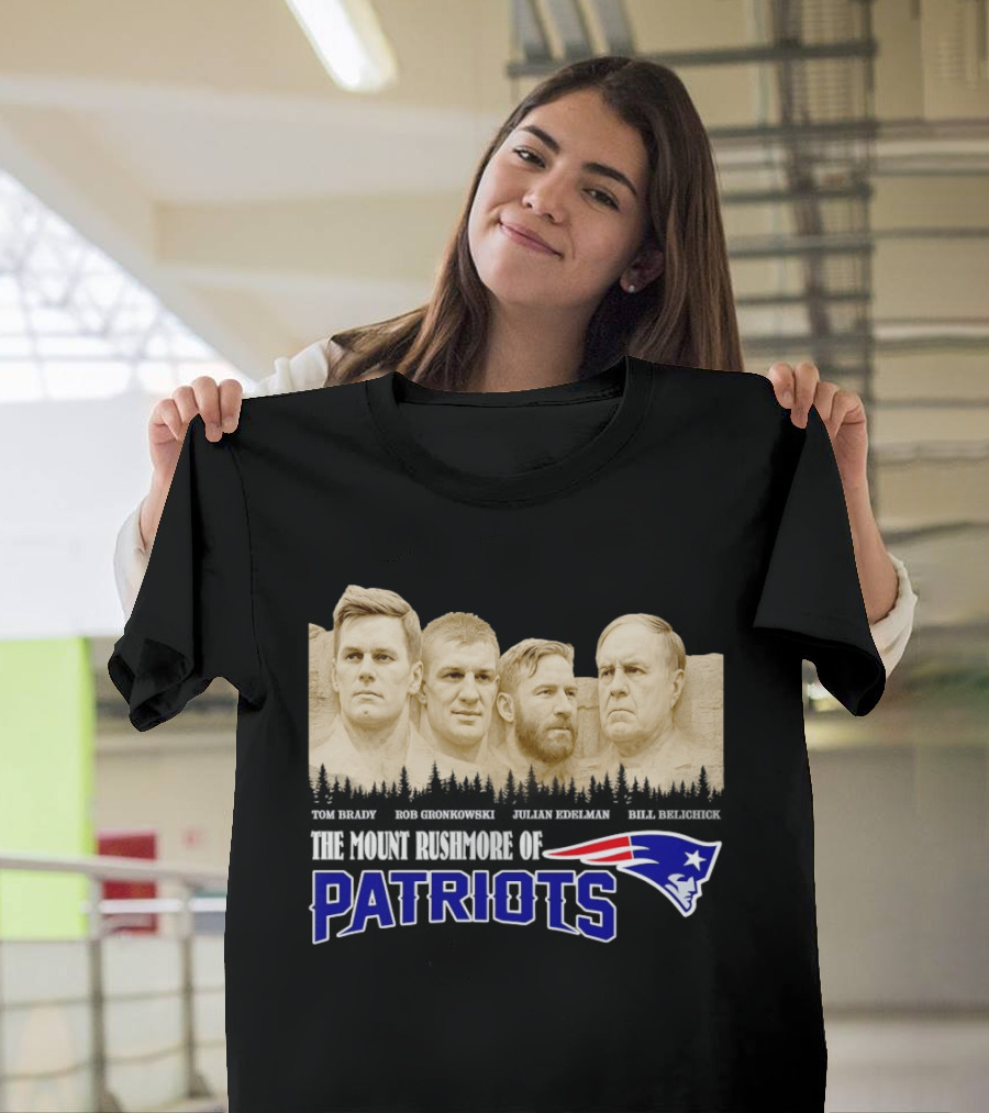 New England Patriots Tom Brady Rob Gronkowski Julian Edelman Bill Belichick Mount Rushmore T-Shirt