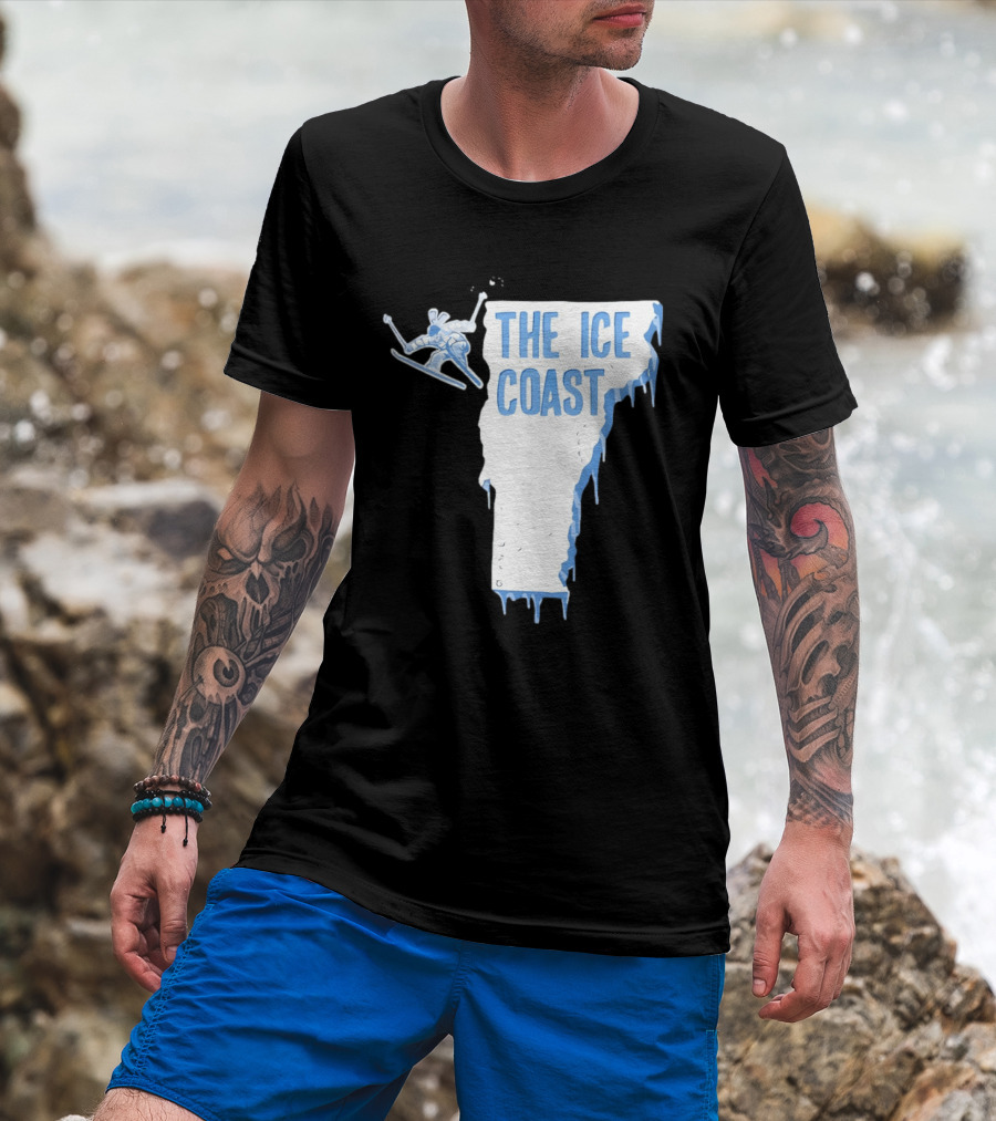 Vermont The Ice Coast Skiing Adventure Map T-Shirt