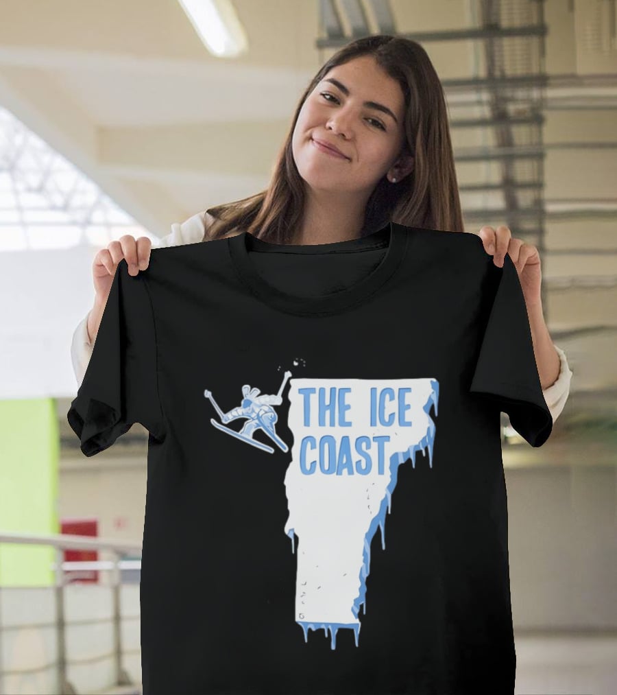 Vermont The Ice Coast Skiing Adventure Map T-Shirt