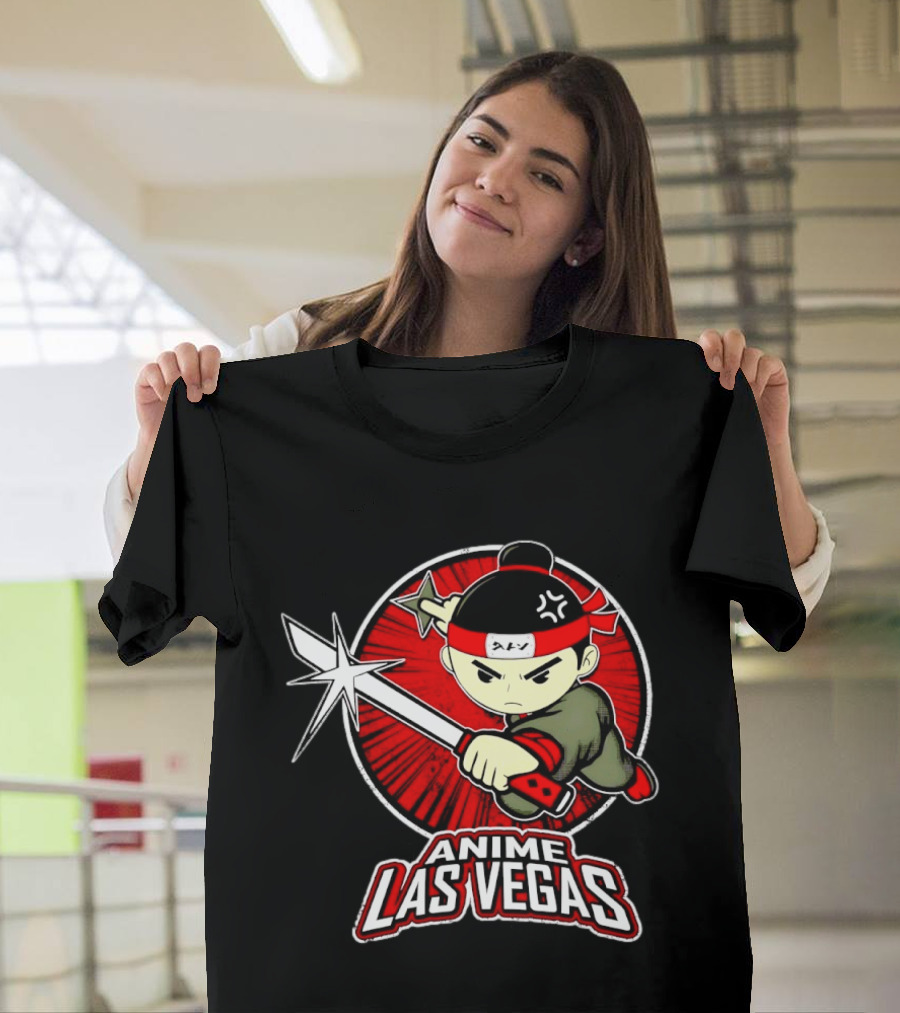 Anime Las Vegas Ninja Warrior With Sword And Headband T-Shirt