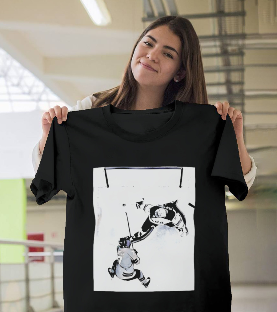 Connor Hellebuyck USA Olympic Gold Medal Win Hockey Action T-Shirt