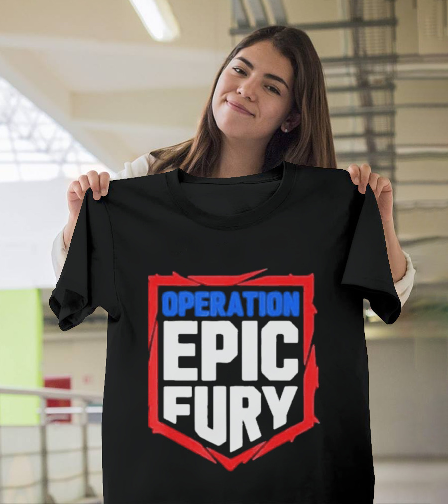Operation Epic Fury Bold Patriotic Text Shield T-Shirt