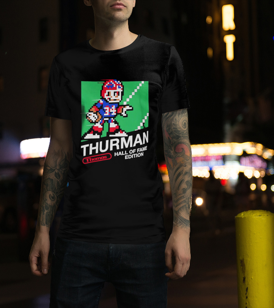 Thurman 34 Hall Of Fame Edition Buffalo Bills Pixel Art Retro Football T-Shirt