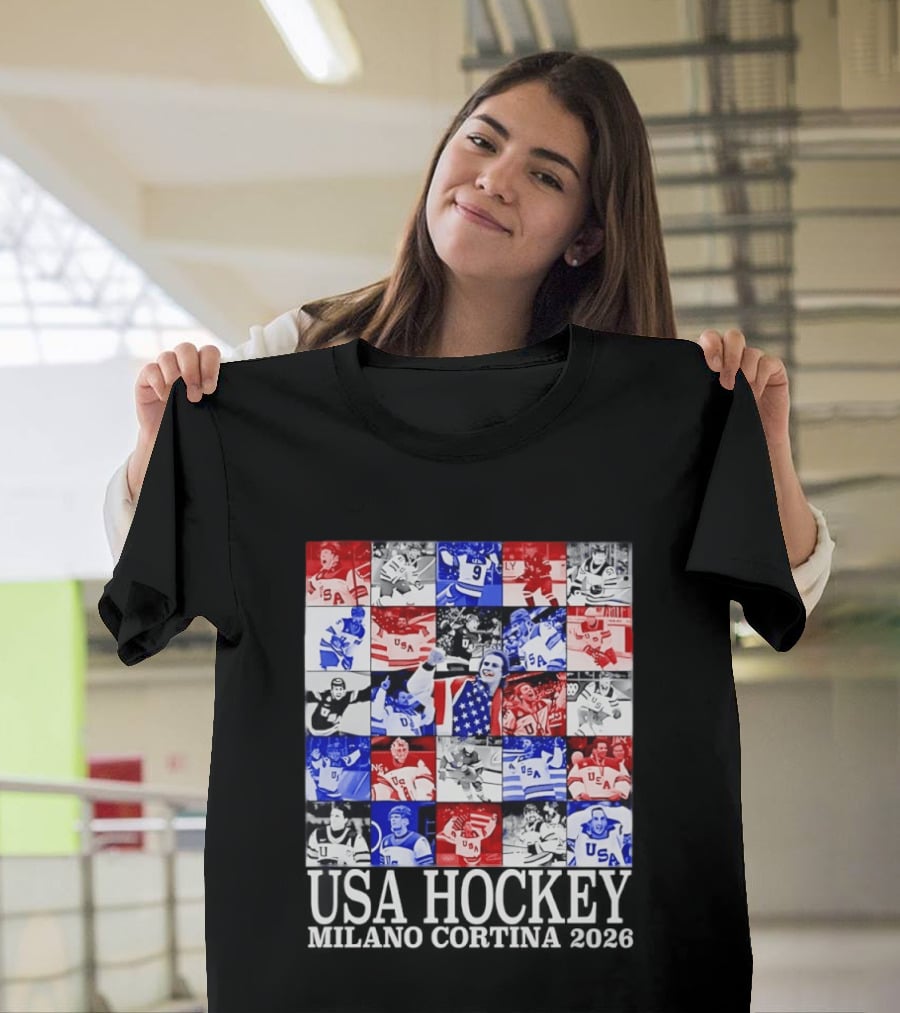 USA Hockey Team Collage Milano Cortina 2026 T-Shirt