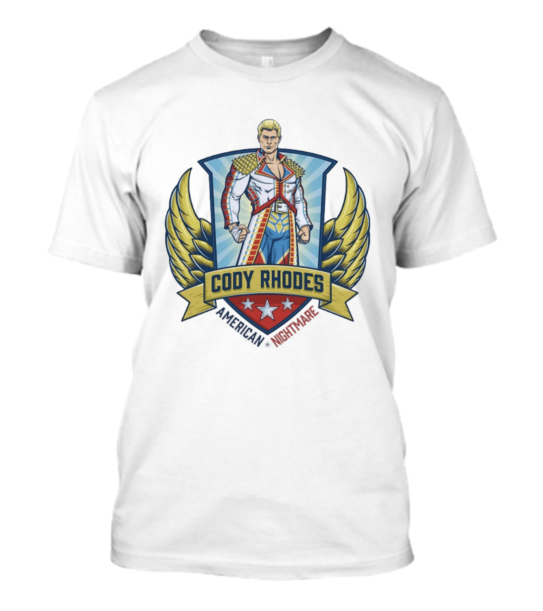 Cody Rhodes American Nightmare WWE Wings Emblem With Stars And Shield T-Shirt
