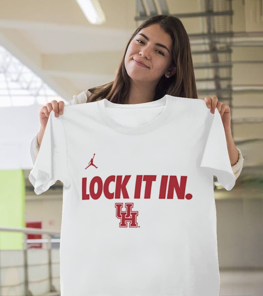 Lock It In Houston Cougars Basketball Jumpman T-Shirt