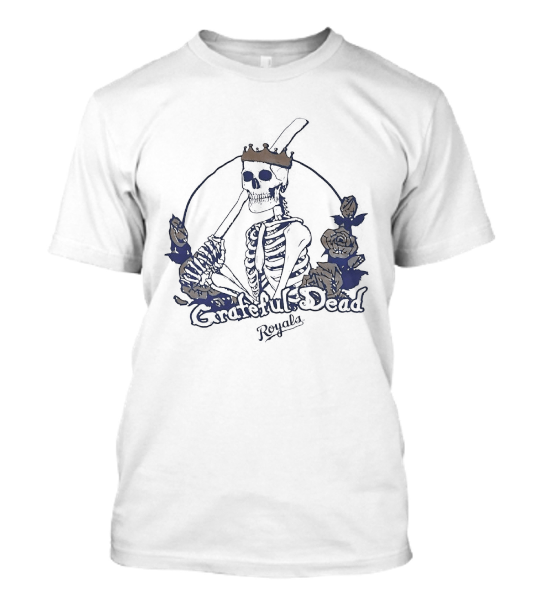 Grateful Dead Skeleton Kansas City Royals Roses T-Shirt