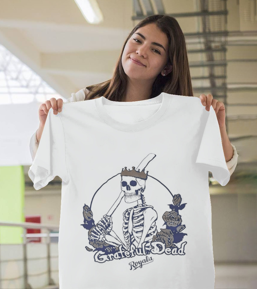 Grateful Dead Skeleton Kansas City Royals Roses T-Shirt