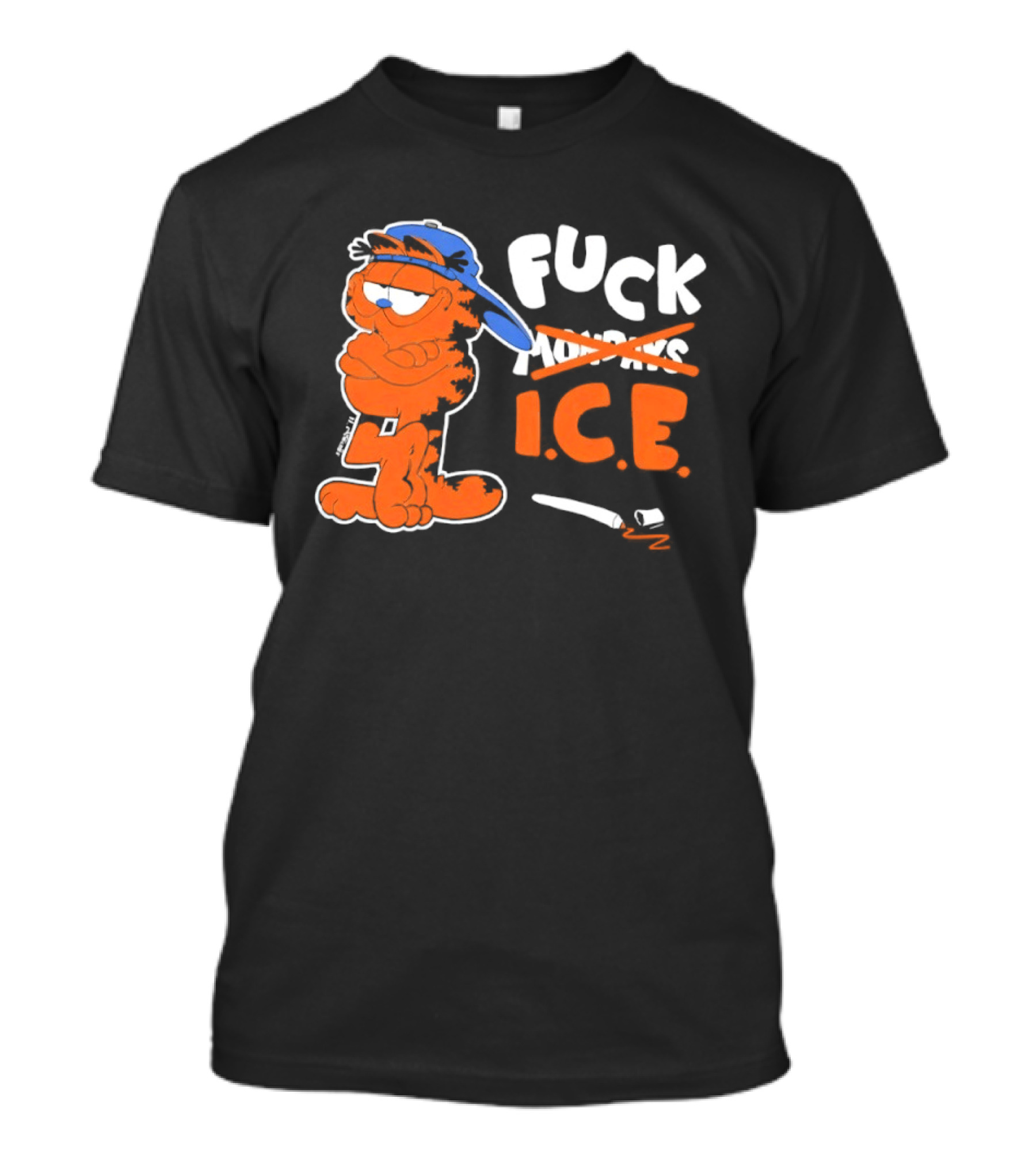 F*** ICE Orange Cat With Blue Hat T-Shirt
