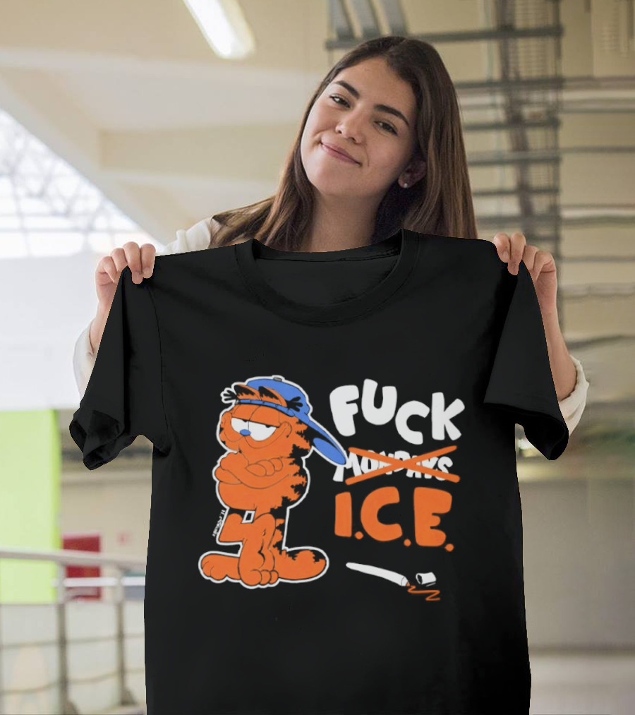 F*** ICE Orange Cat With Blue Hat T-Shirt