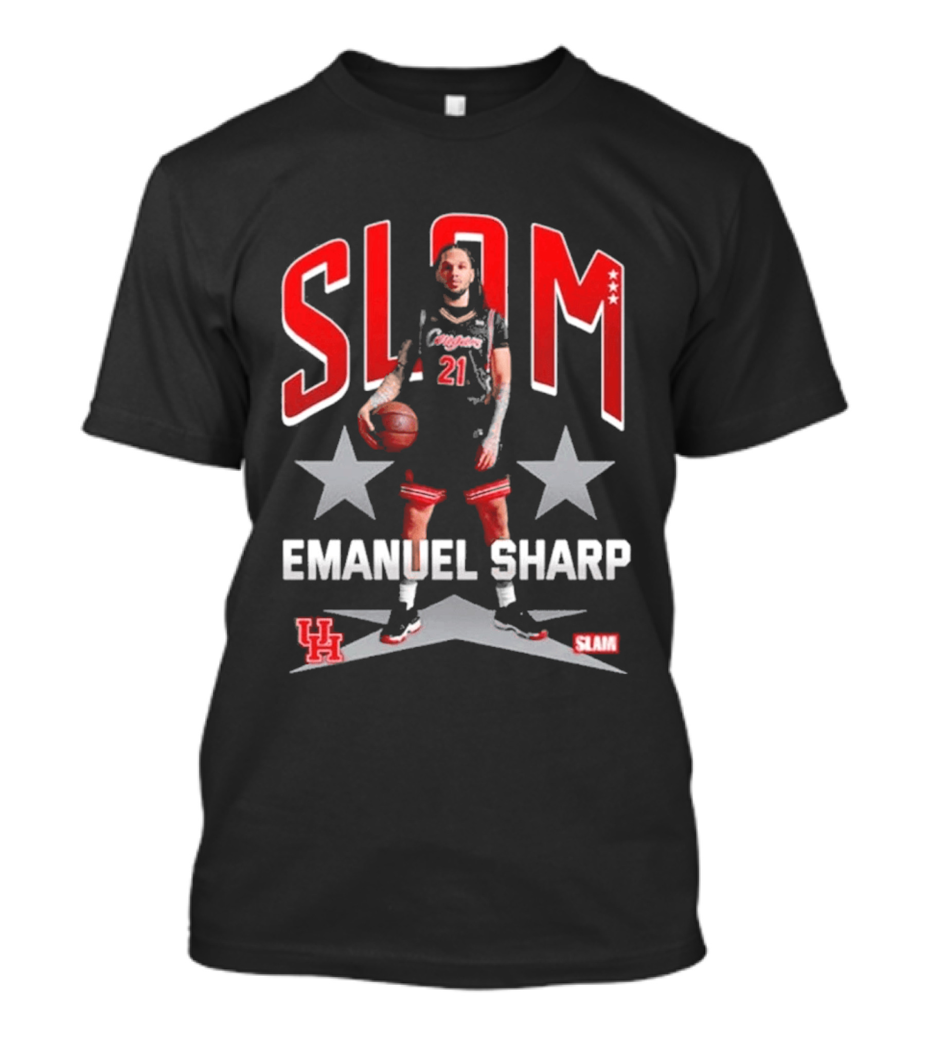 Slam Emanuel Sharp Houston Cougars Basketball UH H Town Stars T-Shirt