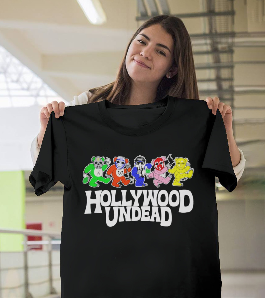 Hollywood Undead Colorful Dancing Characters Un Dead Head T-Shirt