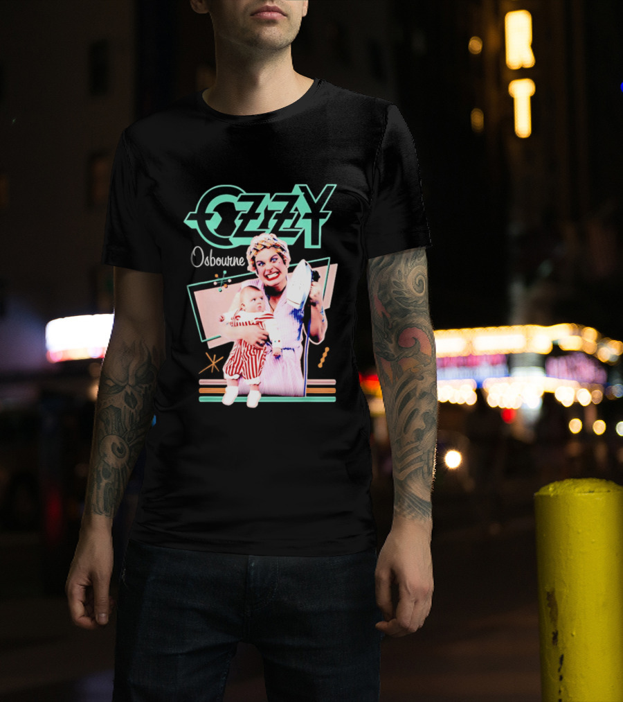 Ozzy Osbourne Retro Woman Holding Baby With Iron T-Shirt