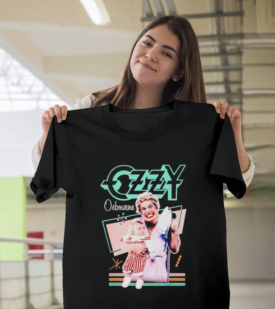 Ozzy Osbourne Retro Woman Holding Baby With Iron T-Shirt