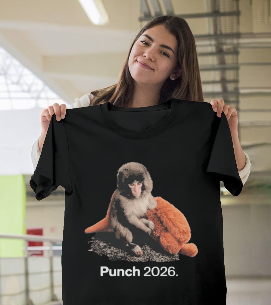 Punch Monkey 2026 Hugging Plush Toy T-Shirt