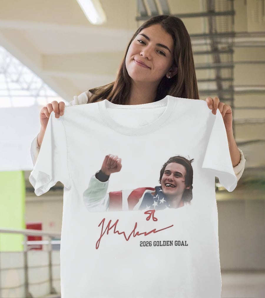 Jack Hughes USA Flag 2026 Golden Goal Celebration T-Shirt