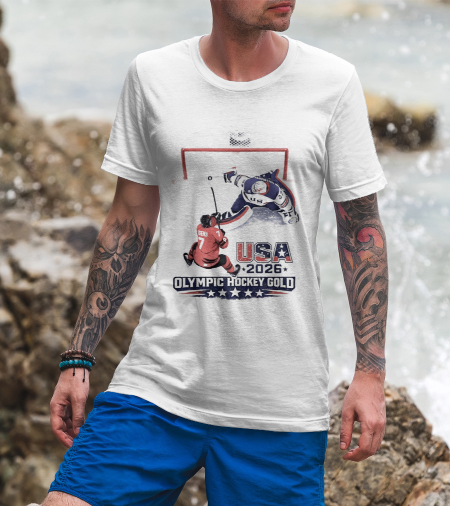 USA 2026 Olympic Hockey Gold Jack Hughes T-Shirt