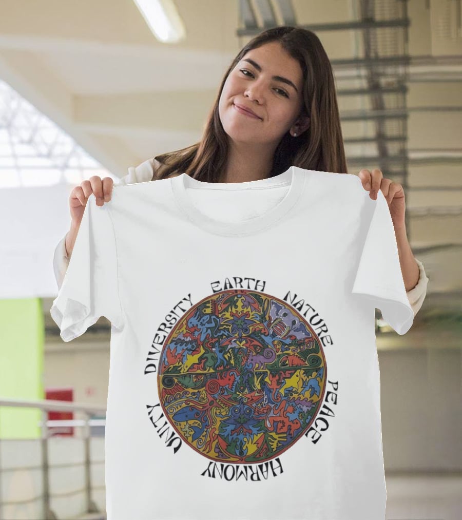 Diversity Earth Nature Peace Harmony Unity Psychedelic Mandala T-Shirt