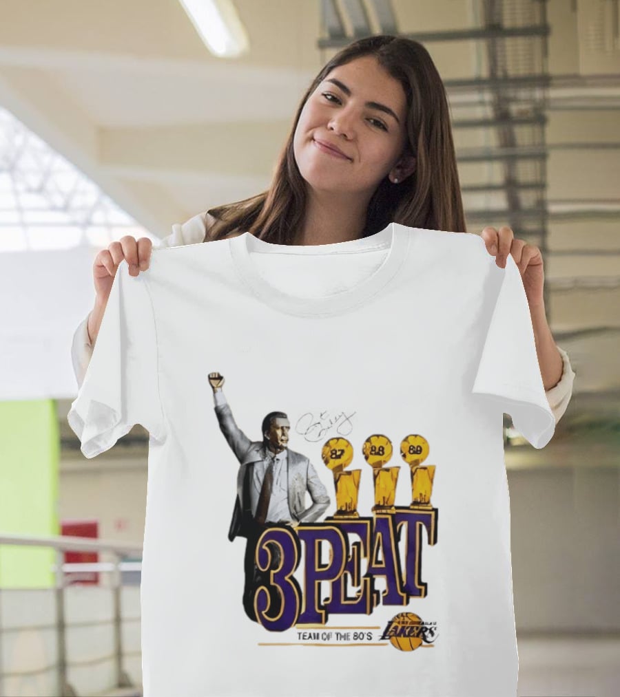 Los Angeles Lakers 3 Peat Team Of The 80s Pat Riley Champions 87 88 89 T-Shirt