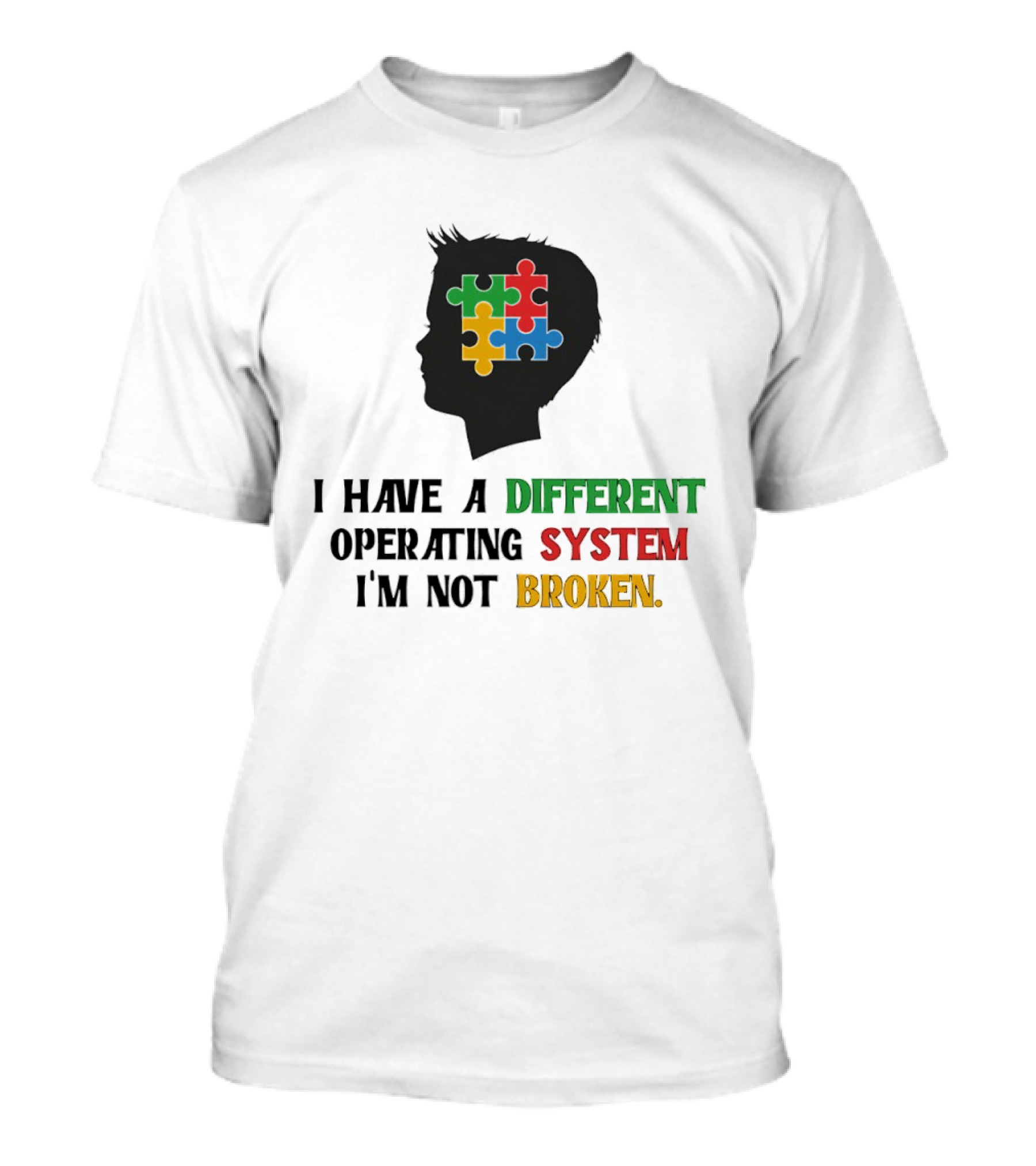 I Have A Different Operating System I'm Not Broken Autism Awareness Puzzle T-Shirt