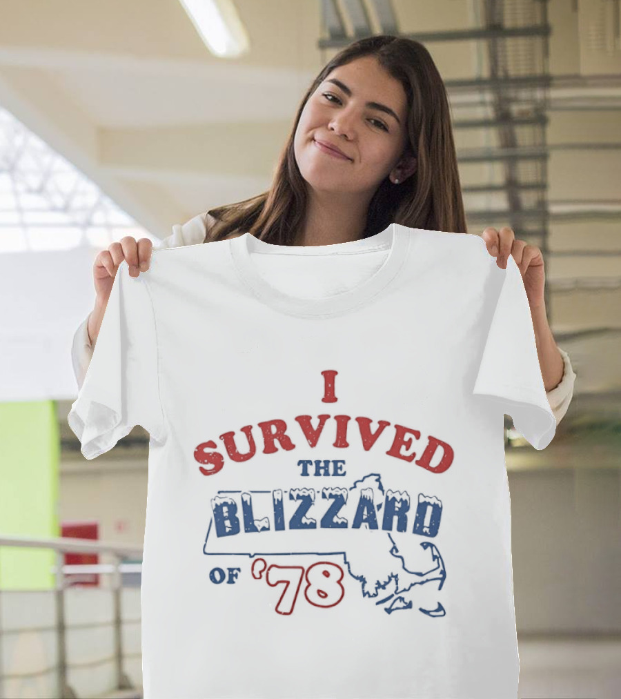 I Survived The Blizzard Of '78 Massachusetts Map T-Shirt