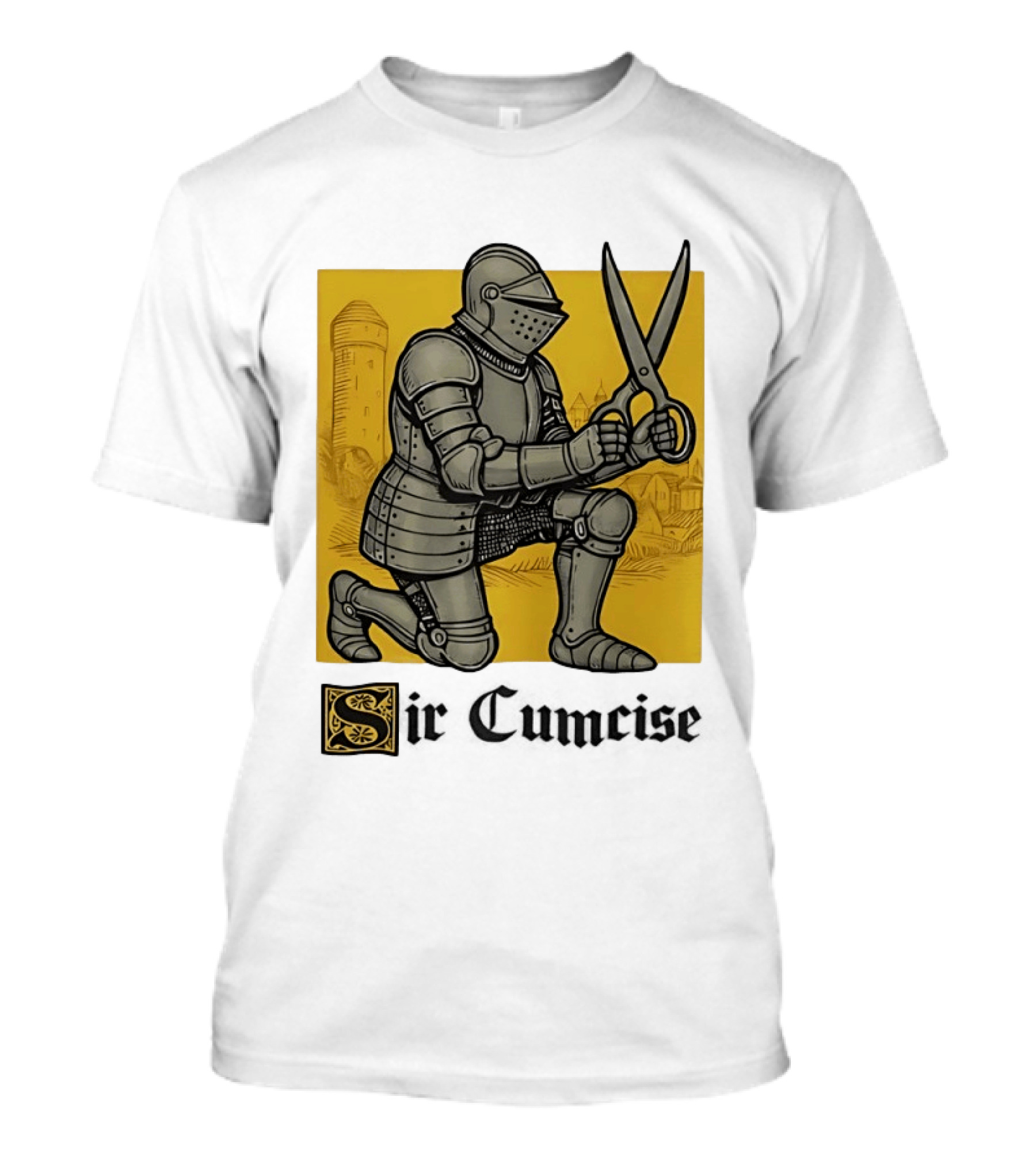 Sir Cumcise Knight Armor With Scissors Medieval T-Shirt