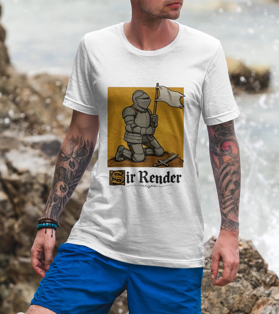Sir Render Medieval Soldier Holding White Flag Knight Surrender T-Shirt