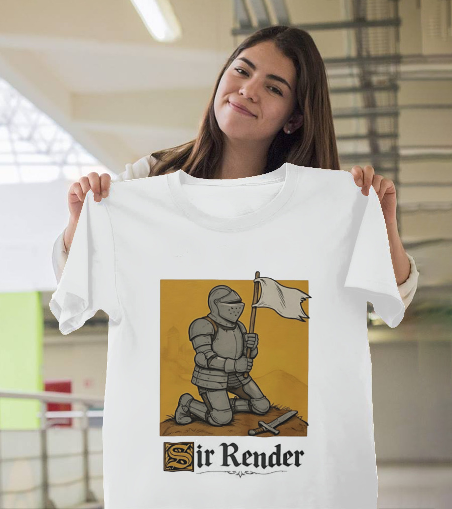 Sir Render Medieval Soldier Holding White Flag Knight Surrender T-Shirt