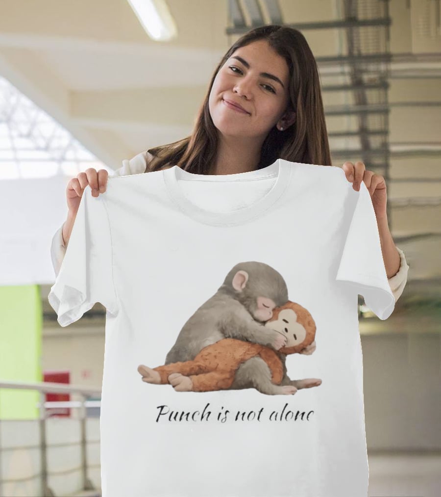 Punch Is Not Alone Hugging Monkeys Cuddle T-Shirt
