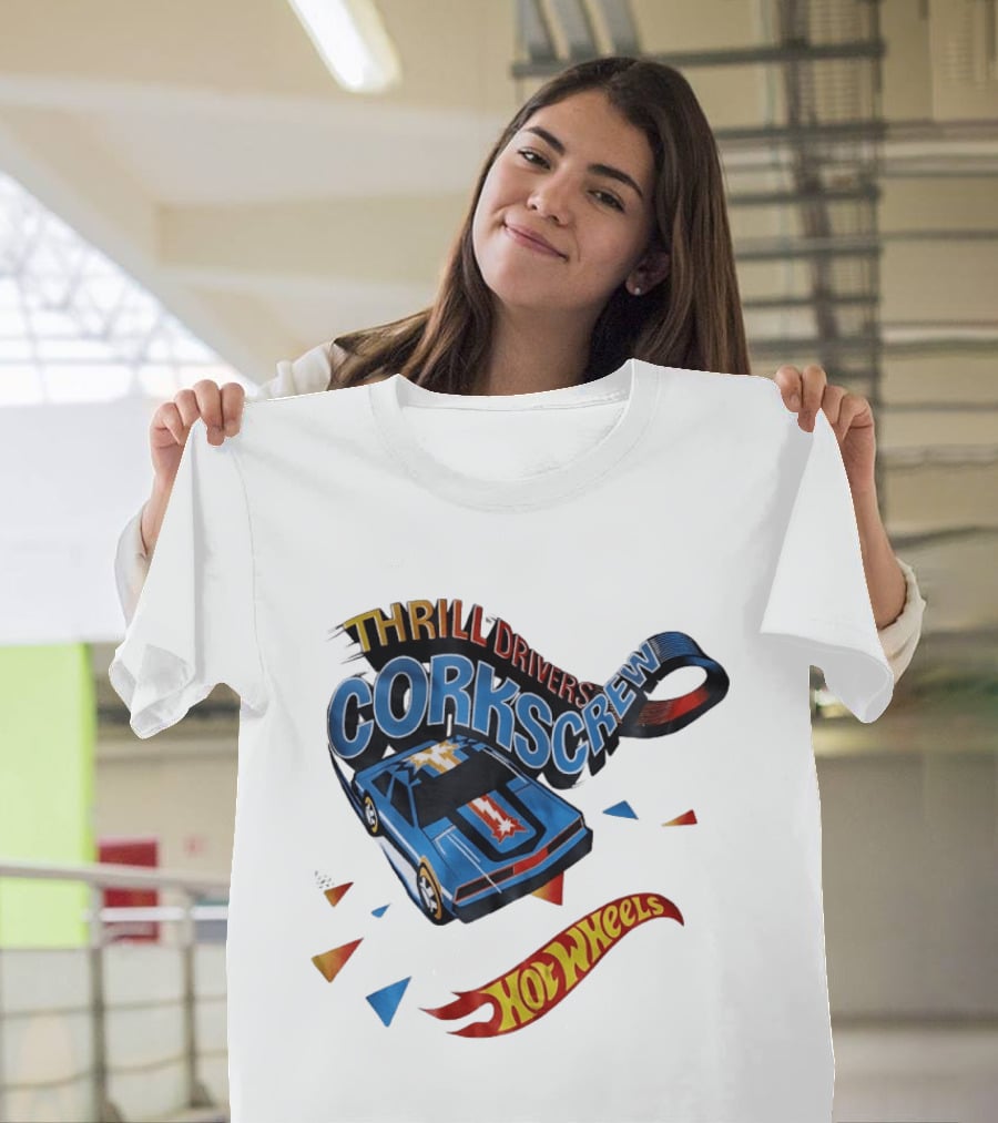 Thrill Drivers Corkscrew Hot Wheels Blue Car Iconic Racing Loop T-Shirt