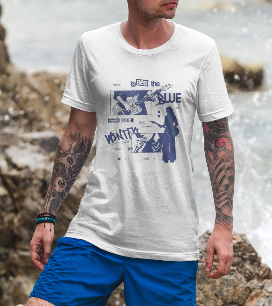 To See The Blue Winter Music Band Guitar T-Shirt