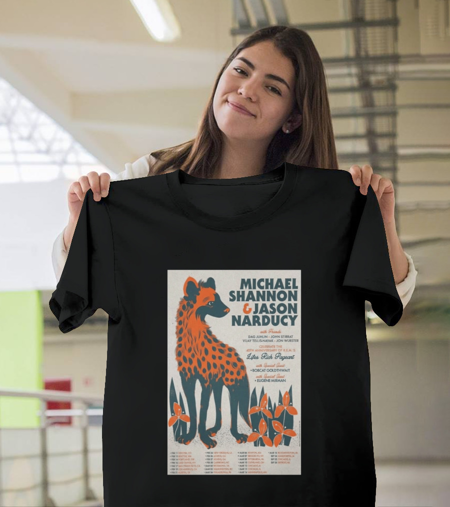 Michael Shannon Jason Narducy Friends Lifes Rich Pageant Tour 40th Anniversary Featuring Bobcat Goldthwait Eugene Mirman T-Shirt