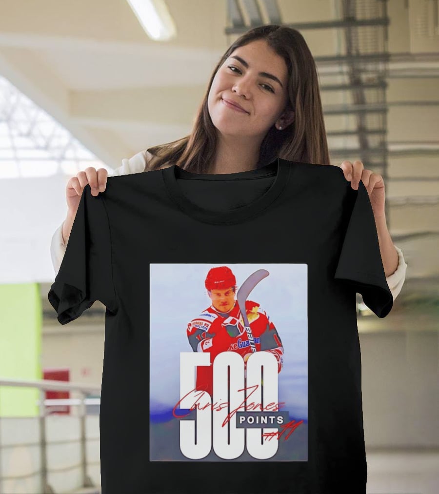 Chris Jones 500 Points Hockey Swindon Wildcats Number 47 T-Shirt