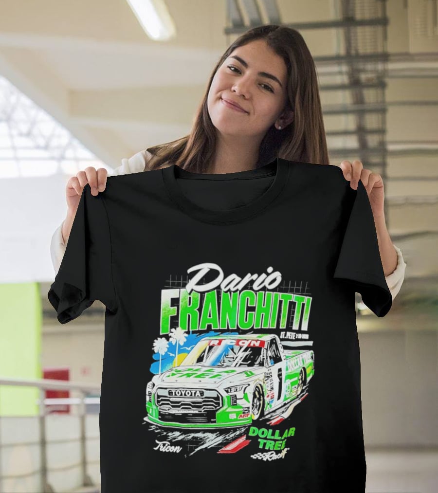 Dario Franchitti Toyota Tundra Dollar Tree Racing Palm Trees And Checkered Flags T-Shirt
