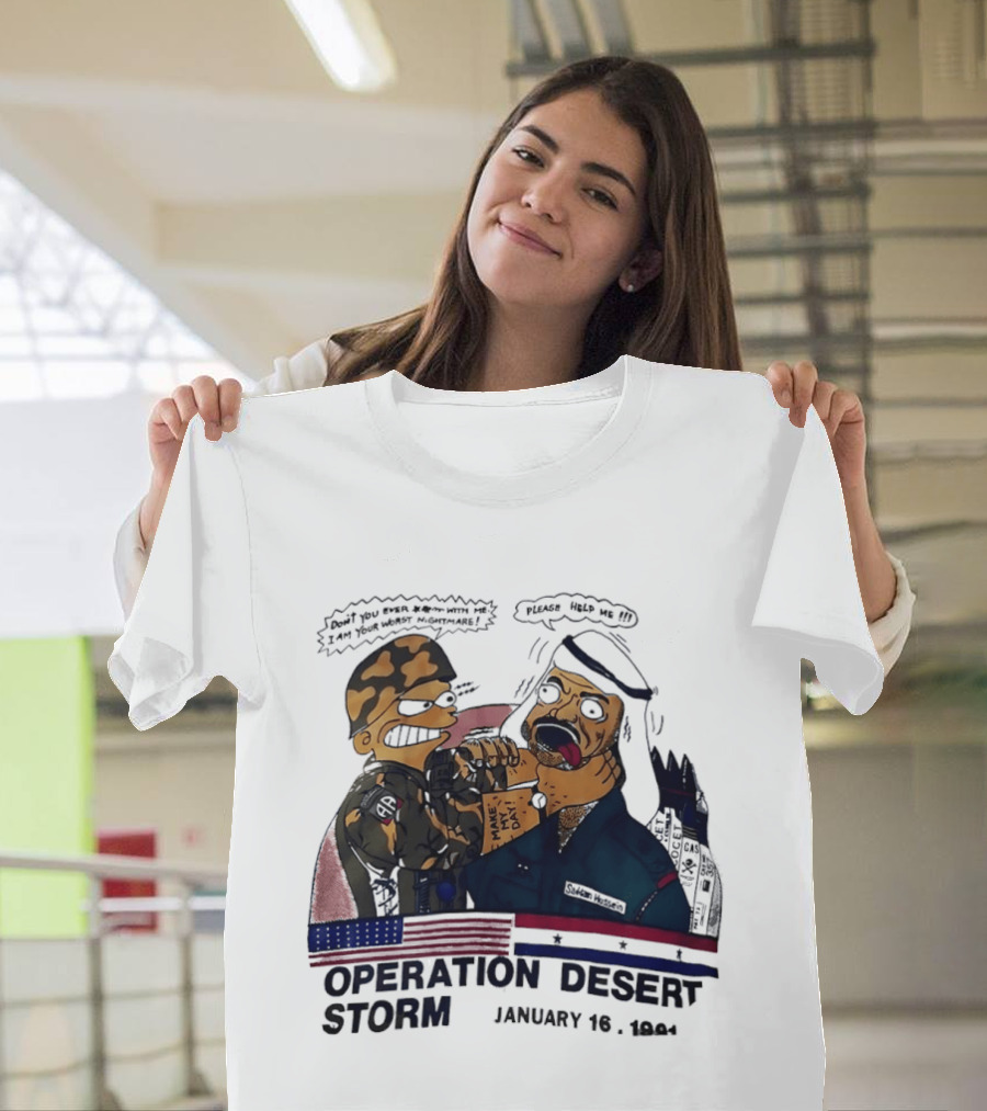 Bart Vs Saddam Hussein Operation Desert Storm January 16 1991 T-Shirt