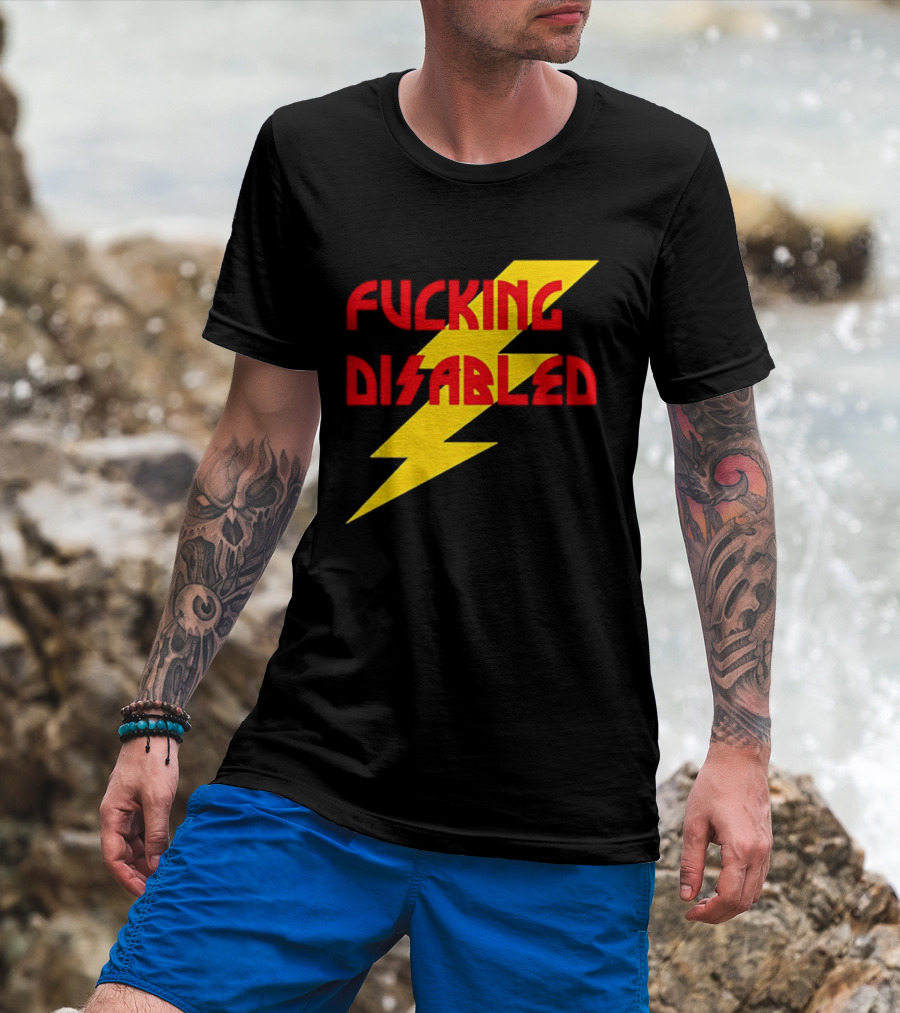 Fcking Disabled Lightning Bolt T-Shirt