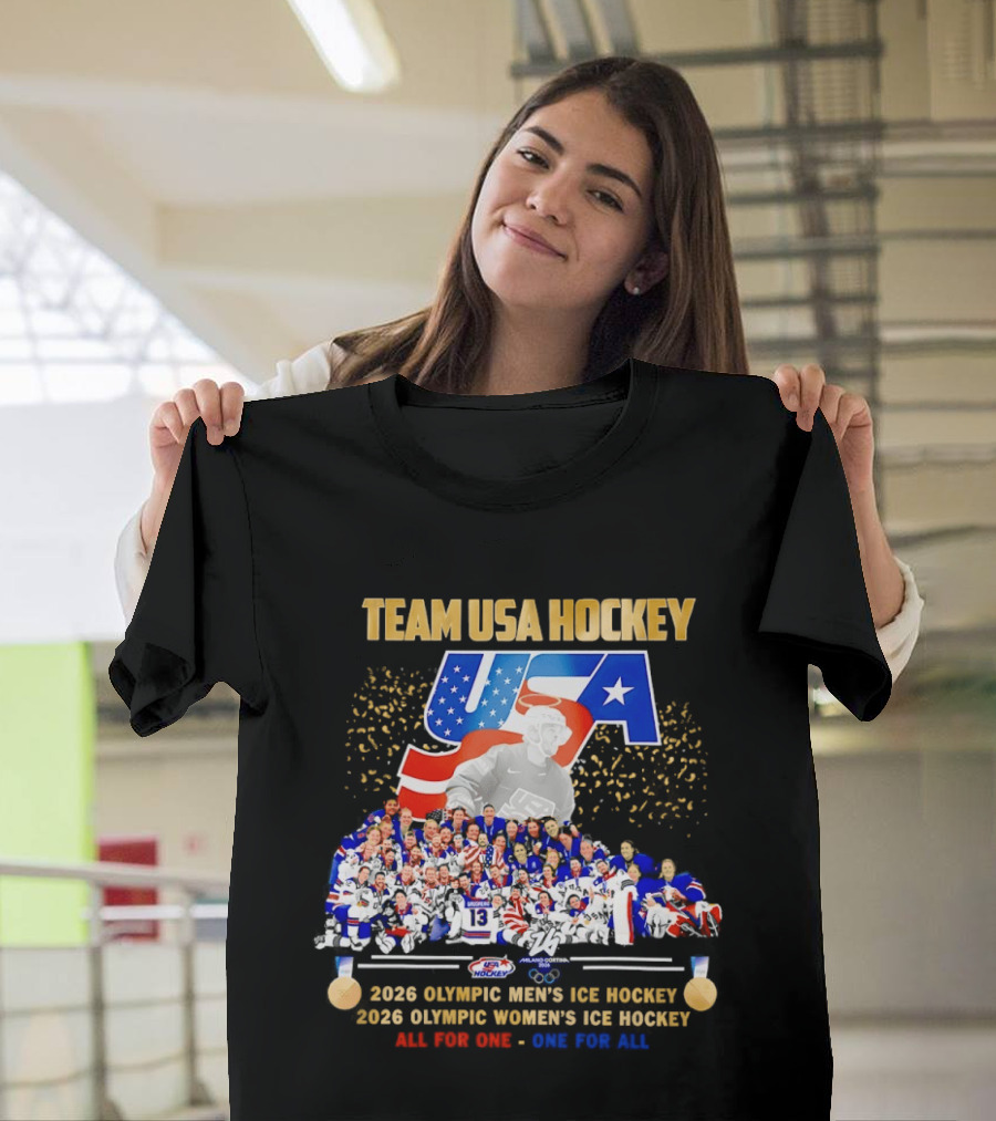 Team USA Hockey 2026 Olympic Men's Women's Ice Hockey All For One One For All T-Shirt