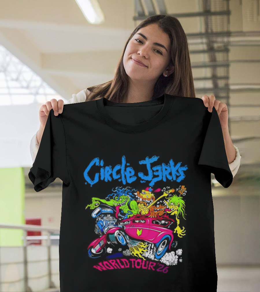 Circle Jerks World Tour 2026 Hot Rod Cartoon T-Shirt