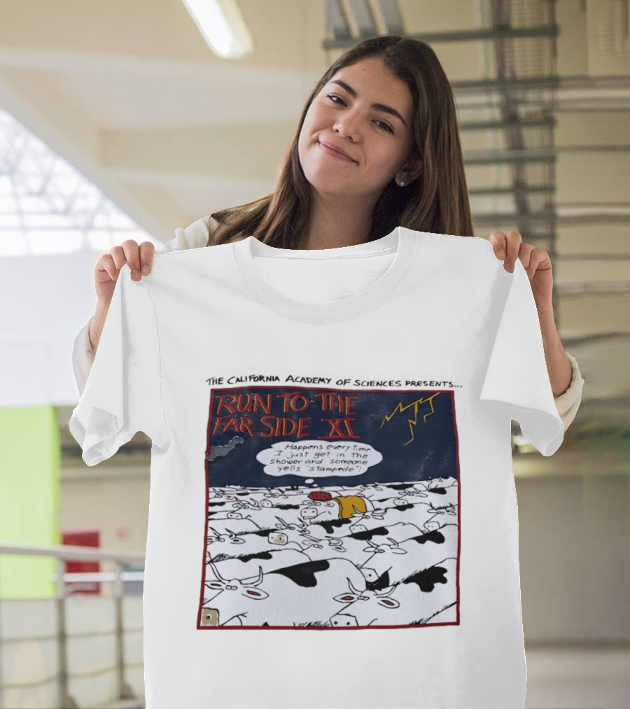 Run To The Far Side XI California Academy Of Sciences Stampede Scene T-Shirt