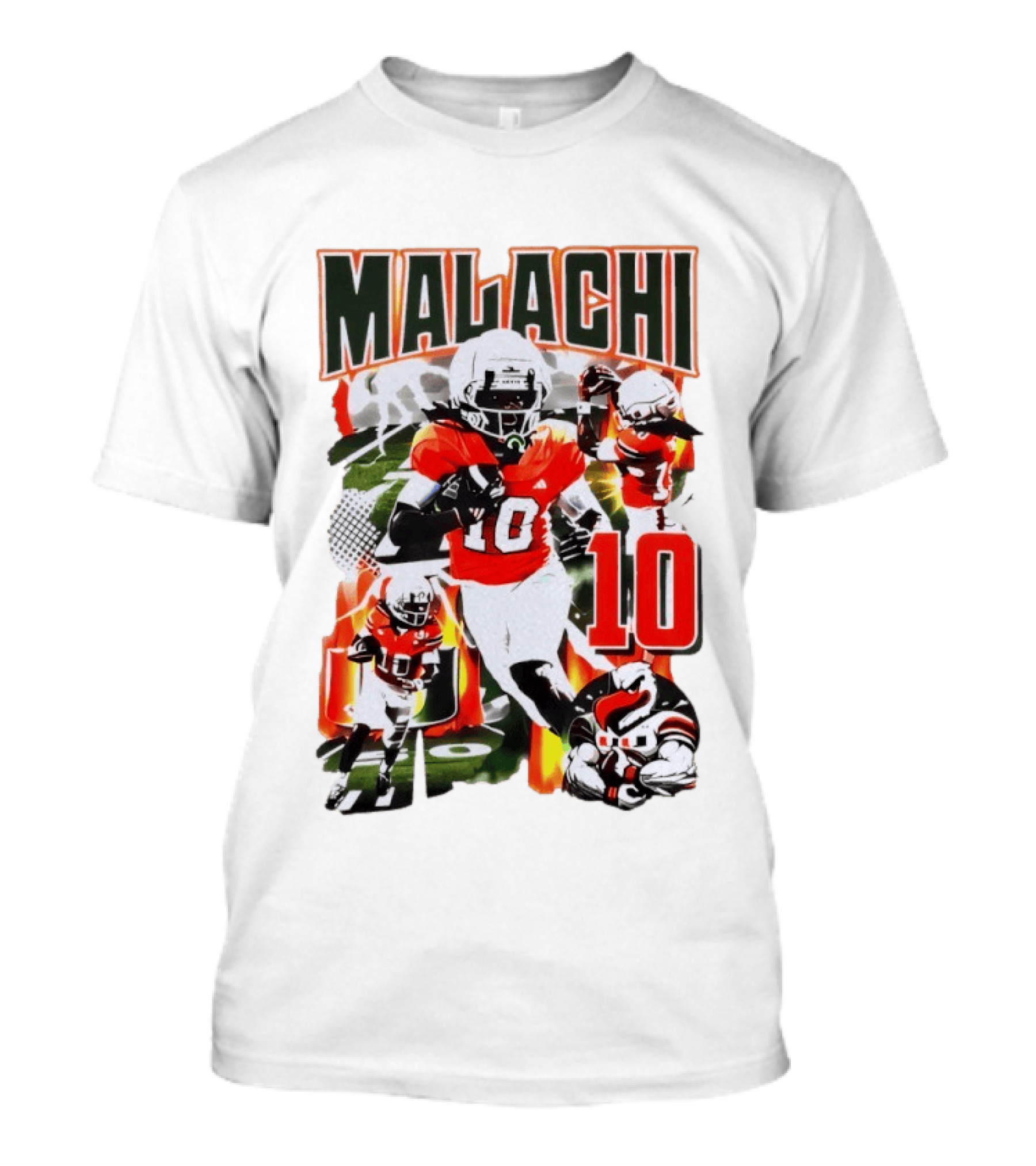 Malachi 10 Miami Hurricanes Football Player Action Collage T-Shirt