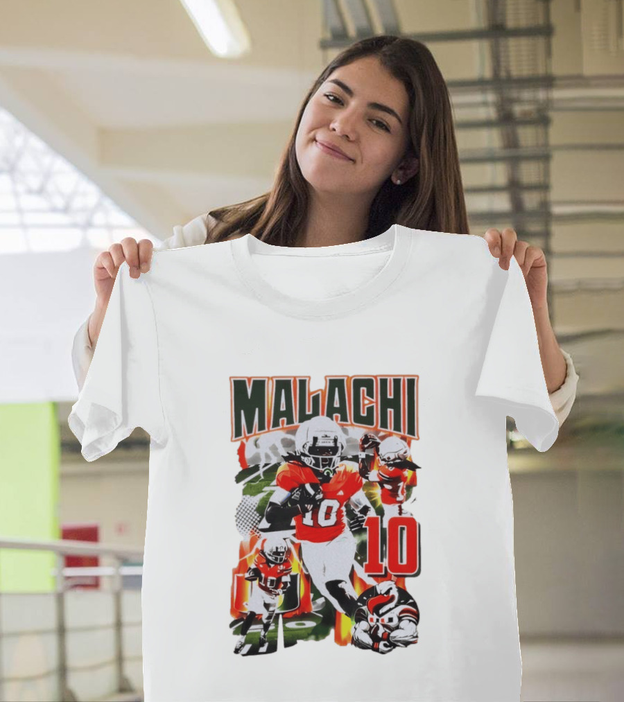Malachi 10 Miami Hurricanes Football Player Action Collage T-Shirt