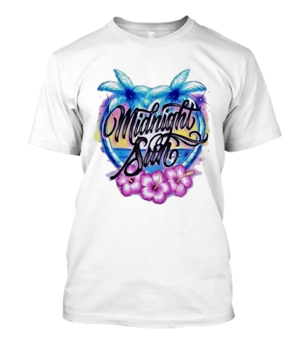 Midnight Sun Tropical Vibes Palm Trees And Hibiscus T-Shirt