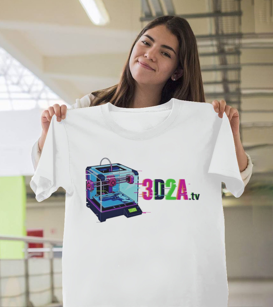 3DZA TV 3D Printer Neon Glitch Aesthetic T-Shirt