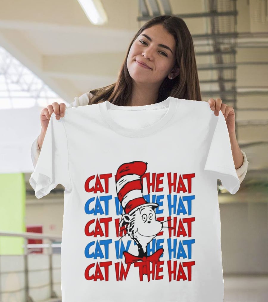 Cat In The Hat Dr. Seuss Red And Blue T-Shirt